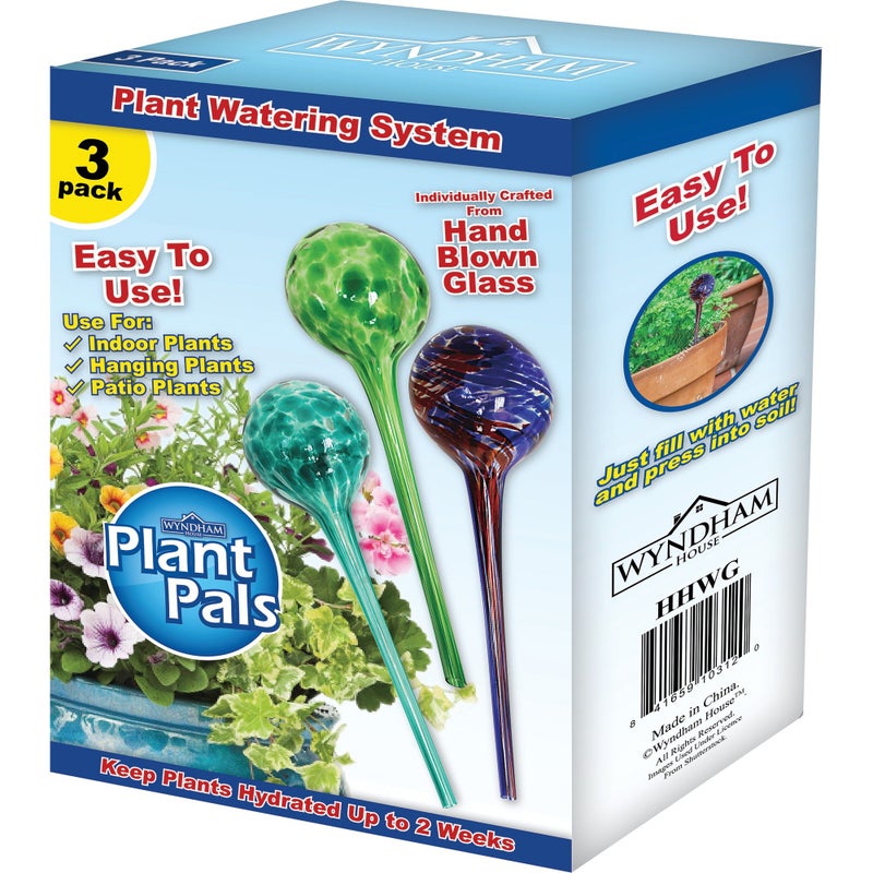 Wyndham House Plant Watering Globe Set, Set of 3, Indoor & Outdoor, Colorful Multicolored Hand-Blown Glass for Everyday Use - Image 2